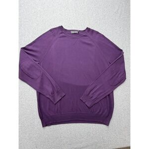 Vince Sweater Mens‎ XL Purple 100% Cotton Crewneck Elbow Patch Pullover Knit